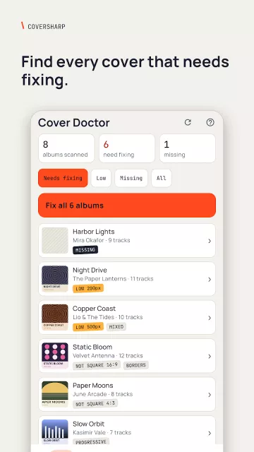 Màn hình ứng dụng Coversharp