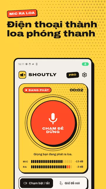 Màn hình ứng dụng Shoutly